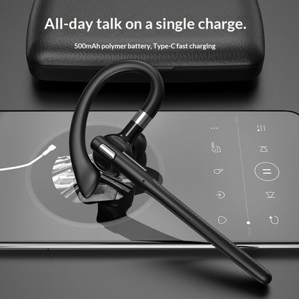 Bluetooth Headset V5.4, Wireless Earpiece with 500mAh Charging Case Hand-Free Headphones Noise Canceling Mic for Office/Driving/Business,Black