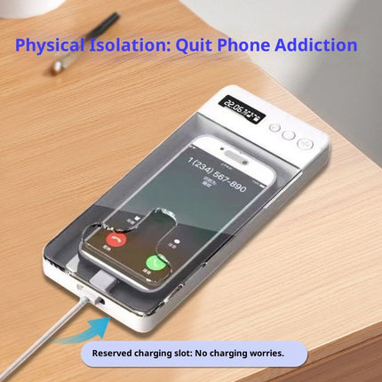 Timed Phone Lock Box for iPhone & Android - Self-Control Timer to Help Kids & Students Focus Back - Translucent
