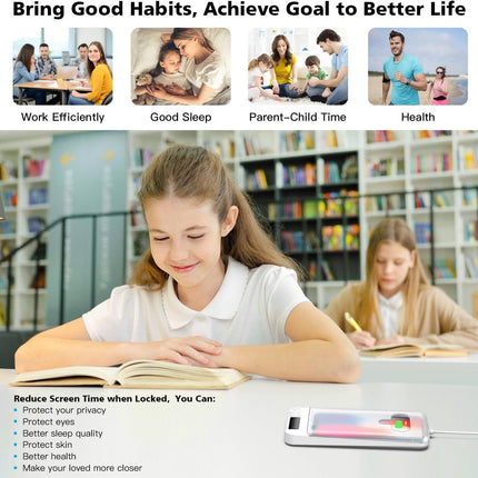Timed Phone Lock Box for iPhone & Android - Self-Control Timer to Help Kids & Students Focus Back - Translucent