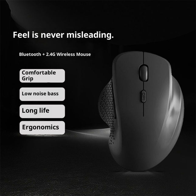 Wireless Mouse (2.4G) Silent 800-1200-1600 DPI Computer USB  & Bluetooth Mouse 6 Buttons, Wide Compatibility - Black