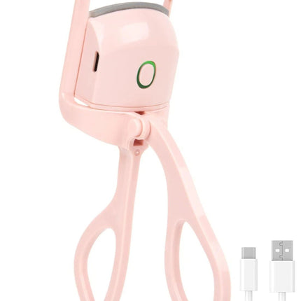 Electric Heated Eyelash Curler for Women – USB Rechargeable Heated Lash Curler with Quick Heat-Up, Multi-Temp Settings, 24H Natural Curl, Anti-Scald Silicone, Portable Makeup Tool, Pink