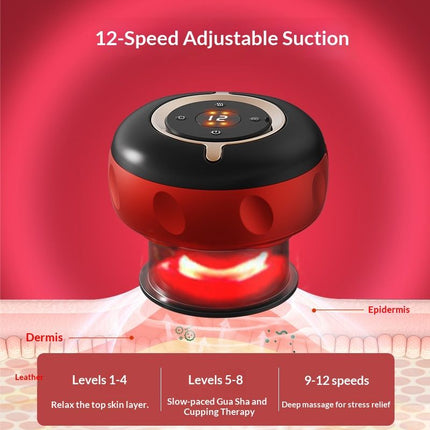 4-in-1 Smart Cupping Therapy Massager, Red Light Therapy for Targeted Pain Relief, Knots, Aches, Muscle Soreness, Circulation & Tighter Skin, Portable Cupping Kit
