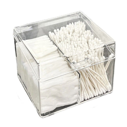Canister for Make Up Pads, Floss Picks, Vanity Storage,Bath Salts, Cosmetics, Home Bathroom Decor （Transparent 3-grid）