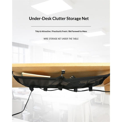 Cable Management Net Under Desk Black Mesh Cable Manager Flexible for Standing Desk Under Desk Cable Management Net - Black 66*30cm