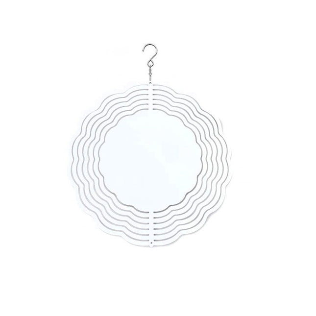 4 Pack 10 Inch Sublimation Wind Spinner Blanks, 3D Aluminum Wind Powered Kinetic Sculpture, Spinner Suspension Trim for Yards & Gardens（Round）