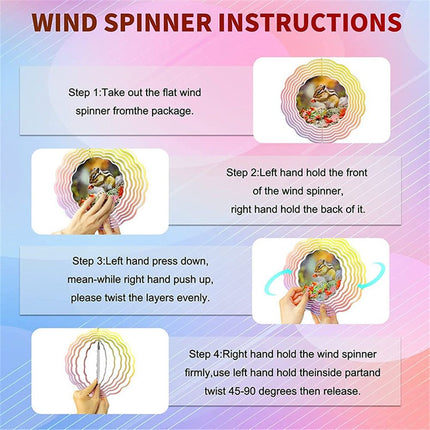 4 Pack 10 Inch Sublimation Wind Spinner Blanks, 3D Aluminum Wind Powered Kinetic Sculpture, Spinner Suspension Trim for Yards & Gardens（Round）