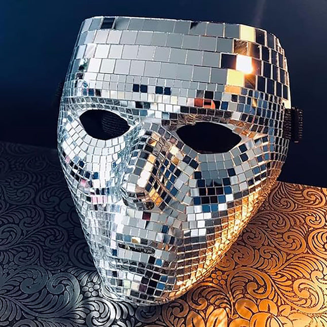 Mirror Mask, Disco Ball Glitter Mask for DJ Stage Bar Party, Masquerade Face Covering Disco Ball Glitter Face Mask, Mirror Mask,
