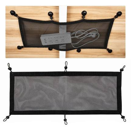 Cable Management net - Under Desk Cable Management Tray - Cable net - Wire Management Under Desk - Cord Organizer (6-pole socket net pocket+6 plum blossom buckles+6 screws)