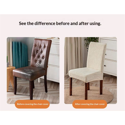 Waterproof Chair Covers for Dining Room, Stretch Jacquard Dining Chair Slipcovers Removable Washable Chair Protector for Kitchen, Hotel, Restaurant (beige, 2 PCS)