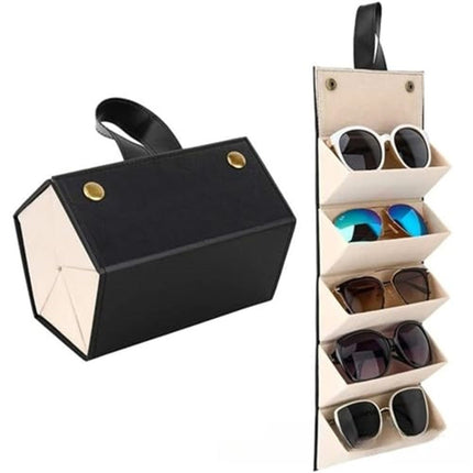 Eyeglass Case Hard Shell, Portable Sunglass Case, Fashionable PU Leather Eyeglass Case, Lightweight（black）