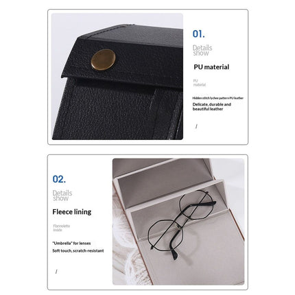 Eyeglass Case Hard Shell, Portable Sunglass Case, Fashionable PU Leather Eyeglass Case, Lightweight（black）
