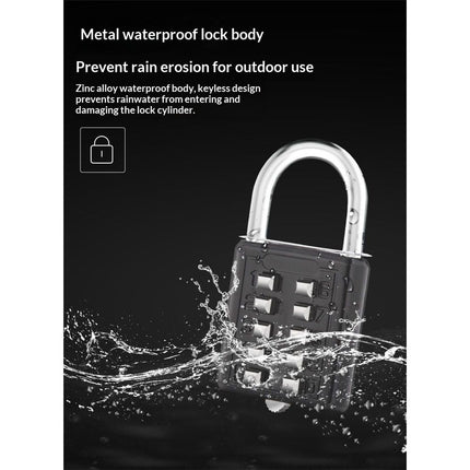 2 pack 10 Digit Push Button Combination Padlock, 5 Digit Locking Mechanism, Easy to Read Numbers - Resettable and Cut Proof Combo Code(2 Black)
