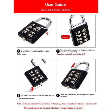 2 pack 10 Digit Push Button Combination Padlock, 5 Digit Locking Mechanism, Easy to Read Numbers - Resettable and Cut Proof Combo Code(2 Black)