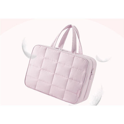 Travel Toiletry Bag with Jewelry Organizer, Hanging Travel Bag for Toiletries, Puffy Makeup Cosmetic Bag Organizer, Carry-on Travel Accessories Essentials, pink（27.9*18.8*12CM）