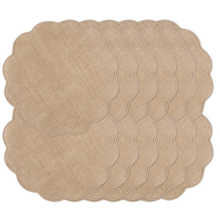 Round  Placemats Set of 12 Jute Rustic Place Mats for Dining Table Heat Resistant Natural Farmhouse Table Mats Decor (Wave Rim)