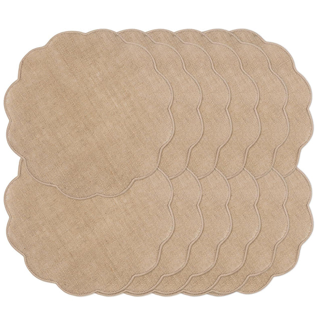 Round  Placemats Set of 12 Jute Rustic Place Mats for Dining Table Heat Resistant Natural Farmhouse Table Mats Decor (Wave Rim)