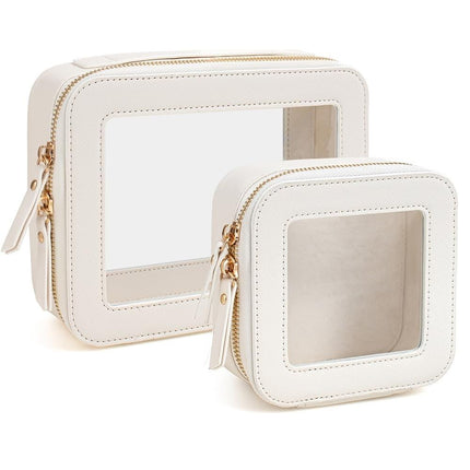 2 pack Clear Makeup Bag Set, Travel Makeup Case Clear Cosmetic Travel Bag Small Makeup Organizer Mini Make Up Pouch for Purse Toiletry Bag Portable（oniy bags）