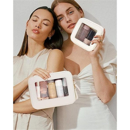 2 pack Clear Makeup Bag Set, Travel Makeup Case Clear Cosmetic Travel Bag Small Makeup Organizer Mini Make Up Pouch for Purse Toiletry Bag Portable（oniy bags）