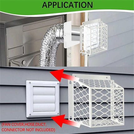 Dryer Vent Bird Guard,Dryer Vent Cover Guard for Most 3" to 4" Bathroom Exhaust Fan Ventilation Cover,7"Lx7"Wx5"H Steel Ventilation Bird Cage for Exhaust Fan Cover,White