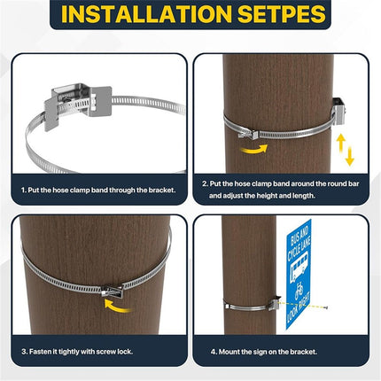 2Pcs Sign Mounting Brackets for Larger Poles, Adjustable Street Sign Mounting Hardware with Pole Clamps. Pole Mounting Kit for Water Heater Expansion Tank,Security Camera,Solar Ligh