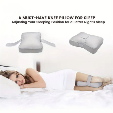 Orthopedic Knee Pillow for Sciatica Relief, Back Pain, Leg Pain, Hip pain, Joint Pain, Pregnancy, Spine Alignment - Memory Foam Wedge Contour with Leg Strap, Grey Color