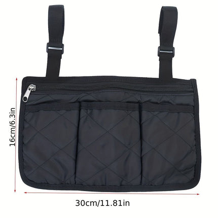 2pcs Wheelchair Armrest Accessories, Side Bags To Hang on Side With Bright Line Walker Pouches Waterproof Black Storage Fathers Mothers Day Gifts For Home (black )
