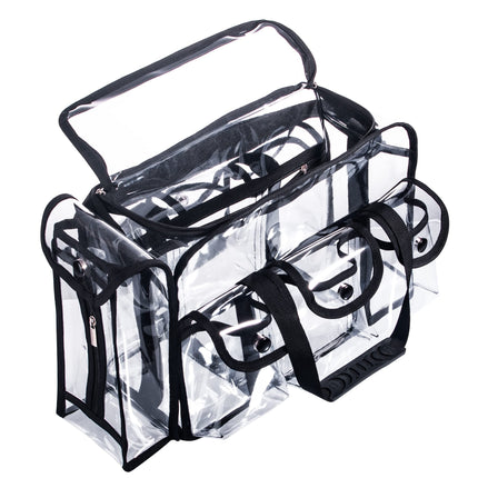 Professional Clear PVC Makeup Kits Organizer Make up Set Bag Carry All Artist Transparent Travel Cosmetic Bag with 6 External Pockets & Tissue Holder