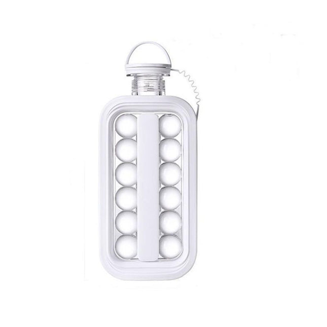 Ice Cube Trays 2 in 1 Portable Ice Ball Maker Kettle With 17 Grids Flat Body Lid Cooling Ice Pop/Cube Molds For Hockey,Cocktail,Coffee,Whiskey,Champagne,Beer,Juice,(White)