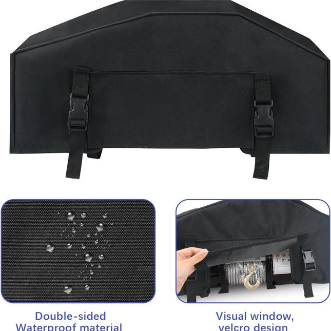 Winch Cover,Heavy Duty UV-resistant Waterproof Winch Protective Cover with Drawstring,Indoor/Outdoor Winch Accessories,Weather Resistant Dust Cover for Electric Winches (Black)