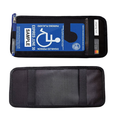 3pcs Handicap Placard Holder for Auto,  Disabled Parking Permit Sign Protector for Car Sun Visor with Note Paper Slot, Pen Holder and Elastic Strap - Black