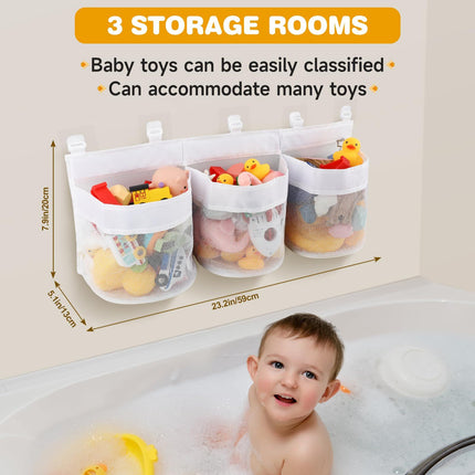 2pcs Bath Tub Toy Storage Organizer, Bathtub Toys Storage, Baby Bath Toy Organizer for Tub, Kids Toy Net Storage, Shower Basket Accessories Bath Toys Holder for Tub (White)