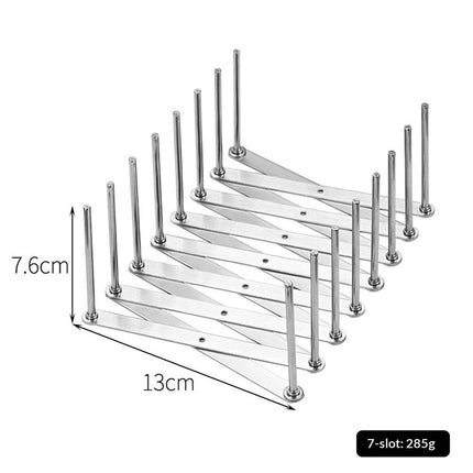 Pot Lid Organizer Pot Lid Holder Adjustable Pot Lid & Plate& Pans multipurpose Organizer Rack Holder Stainless Steel Dish Plate Drying Rack（Long 7-grid design）