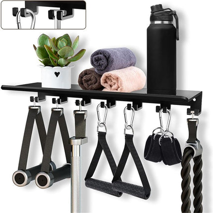Floating Shelf Home Gym Weight wall Storage Equipment Hanger Metal Rack Holder Wall Mount with Hooks T-Lock Adapters Bracket Hanger Workout