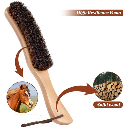 2pcs Hat Brush - Clean Western Cowboy Hat,  Hat & Baseball Cap, Horsehair Bristle Garment Brush Remove Cat Hair Dust for Suits, Suede, Cashmere,