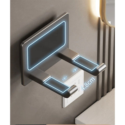 Hair Dryer Holder, Hair Dryer Holder Wall Mounted,New Upgrade Stainless Steel Self Adhesive Blow Dryer Holder Rack for Most Hair Dryers - Grey