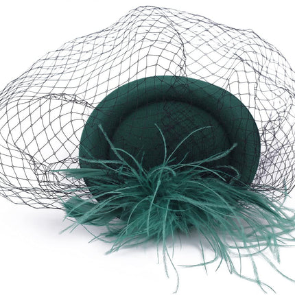 Womens Fascinators Hats Vintage  Hat  Hat Cocktail Tea Party Headwear with Veil for Girls and Women（Green）