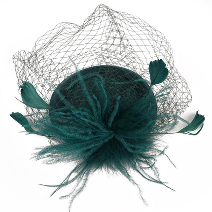Womens Fascinators Hats Vintage  Hat  Hat Cocktail Tea Party Headwear with Veil for Girls and Women（Green）