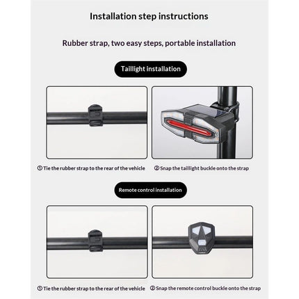 Smart Bike Light equipped with horn warning light - ON/Off Rechargeable Waterproof Rear Bicycle Tail Light with Remote