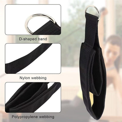 A pair Pilates Straps - Double Loop D-Ring Straps for Reformer, Padded, Home Gym Workout,  Cable Accessories, Workout Equipment（black）