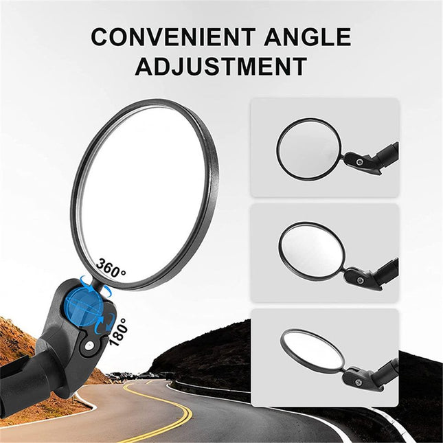 2 pack Bar End Bike Mirror – Unbreakable Lens, Universal Fit for Road, MTB & E-Bikes, Visibility and Safety for Cyclists
