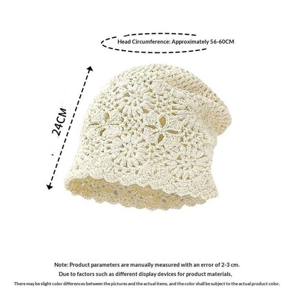 Women Cotton Crochet Slouchy Beanie Hat Handmade Knit Cap, Crochet Travel Photography Knitted Hat Beige