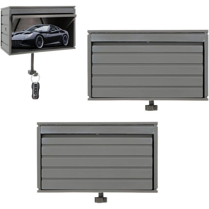 2 Pack Car Garage Key Holder & Car Key Holder for Wall, Small Toy Car Garage - with Opening Door, Effortless Wall Mount Organizer for Entryway(Grey)