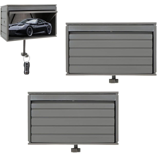 2 Pack Car Garage Key Holder & Car Key Holder for Wall, Small Toy Car Garage - with Opening Door, Effortless Wall Mount Organizer for Entryway(Grey)