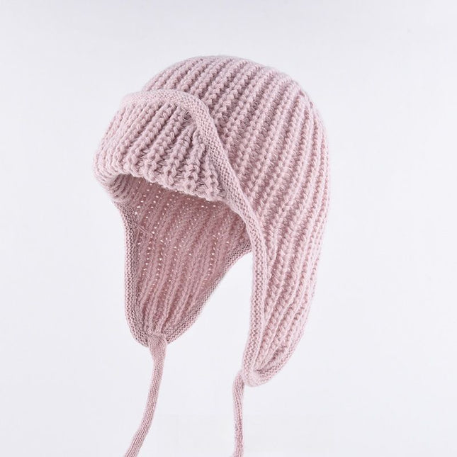 Women Plain Aviator Hat with Earflaps Blue