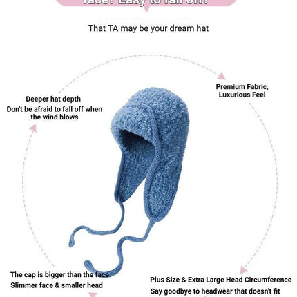 Women Plain Aviator Hat with Earflaps Blue