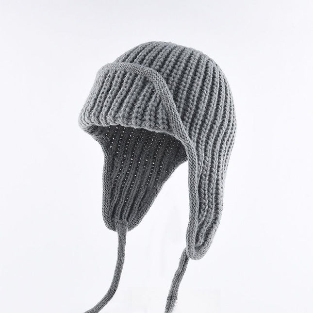 Women Plain Aviator Hat with Earflaps Gray