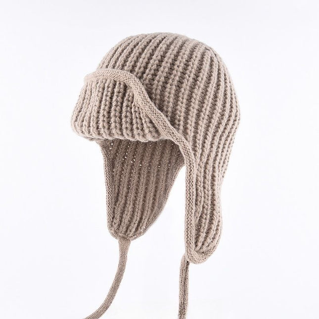 Women Plain Aviator Hat with Earflaps Khaki