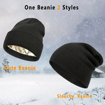 2Pcs Knit Beanie red 03