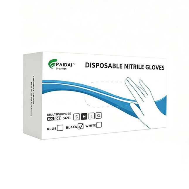 300Pcs Black Nitrile Gloves Medium