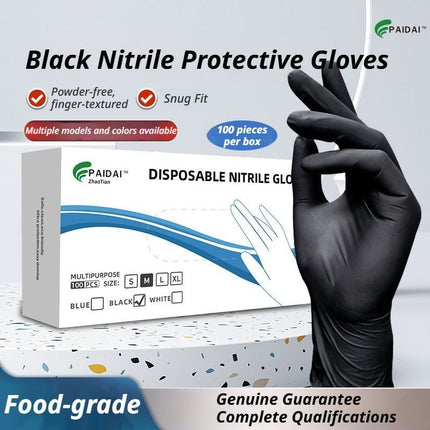 300Pcs Black Nitrile Gloves Medium